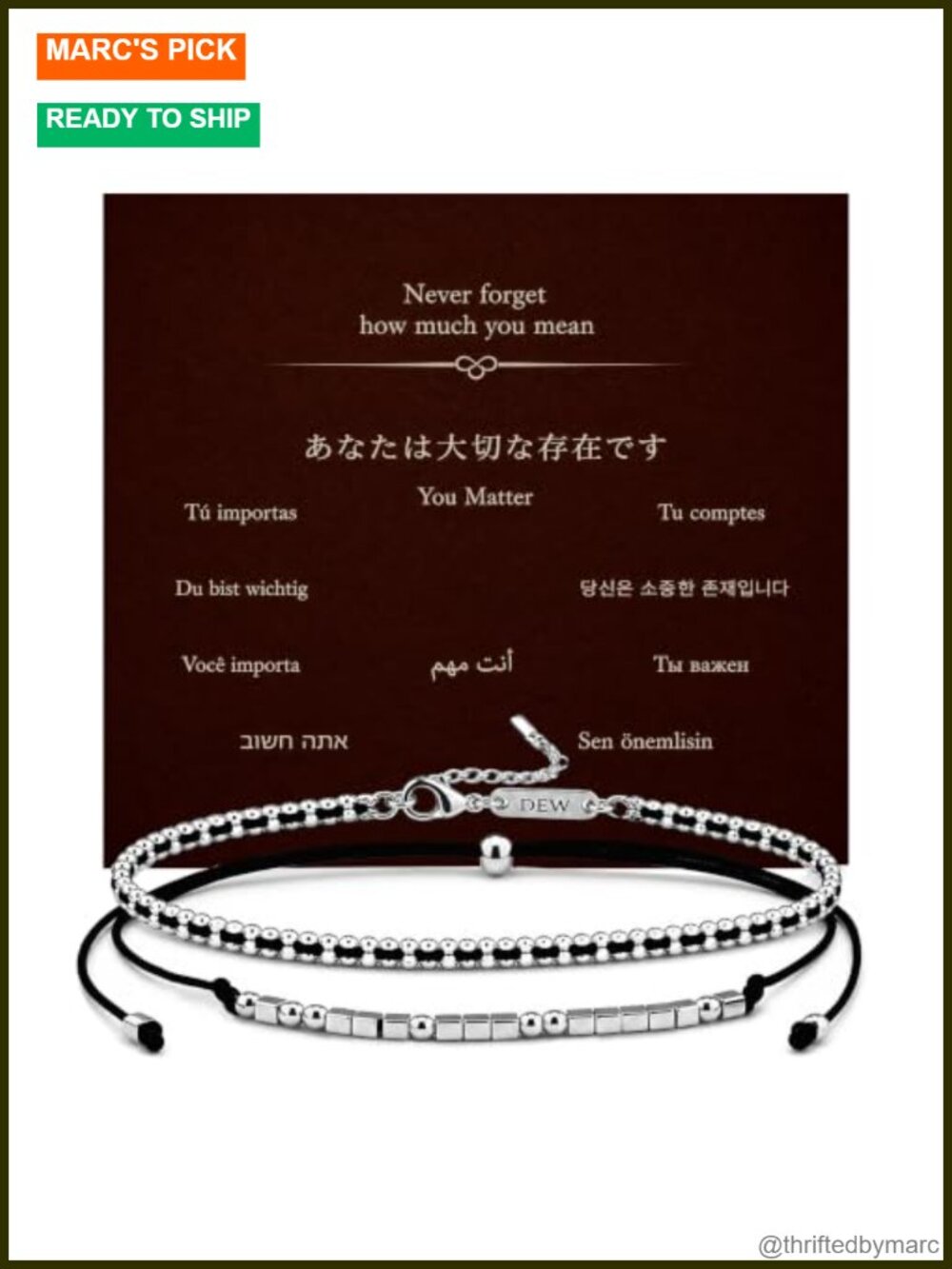 DEWEN Morse Code Bracelet Layered Set Hidden Message Adjustable Gift